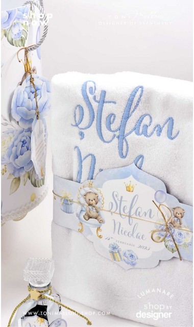 Trusou botez ursulet si broderie personalizata Teddy Bear King 2
